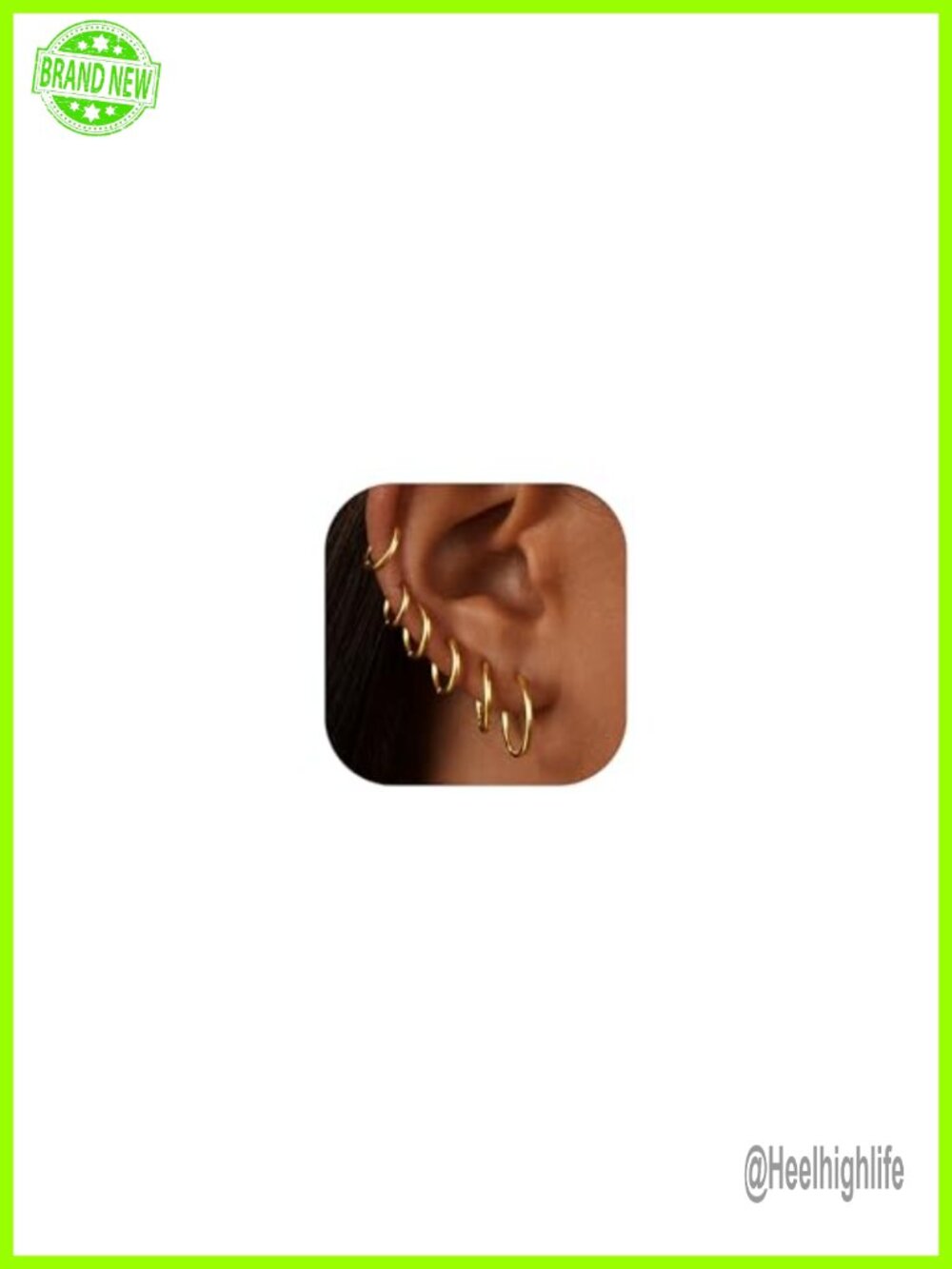 14K Gold-plated Stainless Steel Hoop Earrings Set 6 Pairs Hypoallergenic